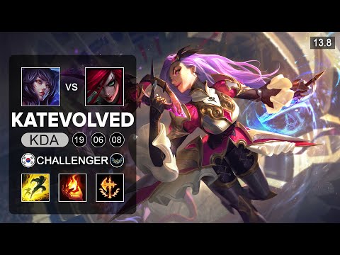 KatEvolved vs Faker - Katarina vs Ahri Mid - KR Challenger - Patch 13.8 Season 13