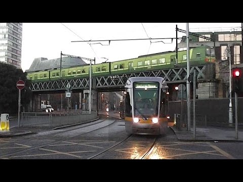 8520 Class Dart Train and Luas Tram - Beresford Place, Dublin
