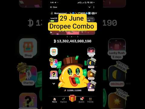 Dropee daily Combo Today 🔥 Dropee daily Combo 29 June | Daily Combo Dropee | Dropee Combo lottery