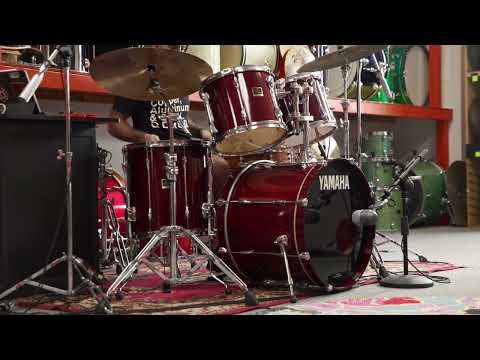 1990s Yamaha Stage Custom Cranberry Red Drum Set image 26