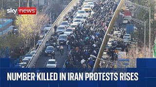Trump announces new tariff on countries trading with Iran as number killed rises | Sky News