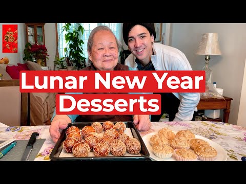 Chinese Fried Sesame Balls (Jian dui煎堆) & Prosperity Cakes (Fa Gao发糕)