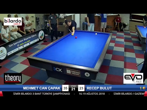 MEHMET CAN ÇAPAK & RECEP BULUT Bilardo Maçı - İZMİR BİLARDO 3 BANT TÜRKİYE ŞAMPİYONASI-3. Tur