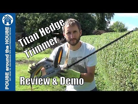 Titan electric hedge trimmer REVIEW and DEMO (TTB357GHT). 60cm, 230v hedge cutter. Video