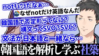ｽﾋﾟｷ語録から韓国語の文法を考察し新たな知識を学ぼうとする社築【切り抜き/にじさんじ】