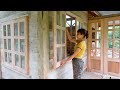 BUILD LOG CABIN in the STORM | How to assemble glass doors for wooden cabins - emergency shelter