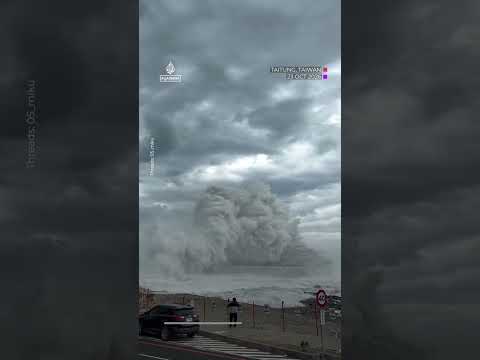 Typhoon Champi unleashes huge waves along Taiwan’s coast | AJ #shorts