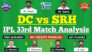 DC vs SRH Dream11 Team | DC vs SRH Dream11 Prediction | SRH vs DC | DC vs SRH Dream11 Today Match