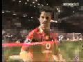 Gary Neville celebrates in front of all the Liverpool fans and they react back.flv