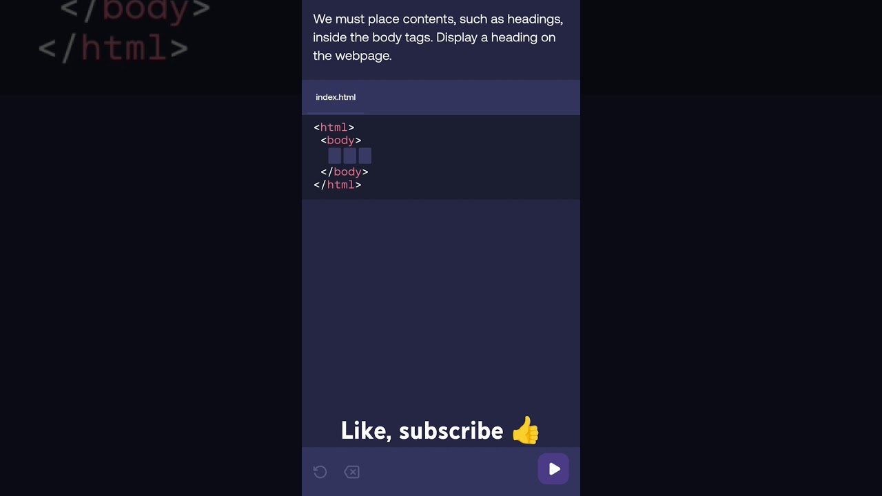 Day-15 Learn to add contents under your body tag for your website. #learning #coding #shorts #new
