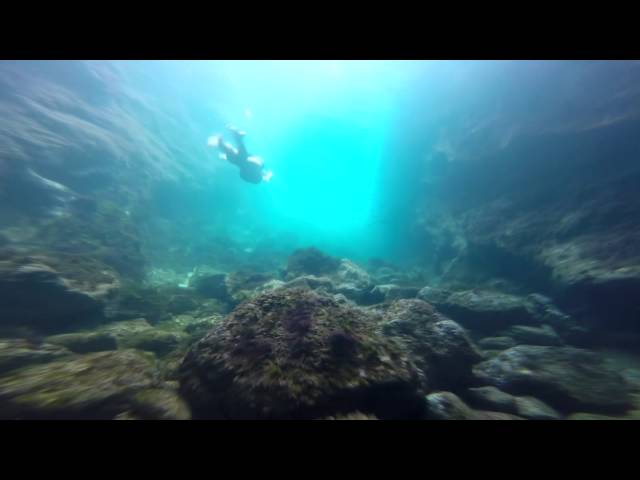 Snorkeling girl Cala Pola Costa Brava 2014