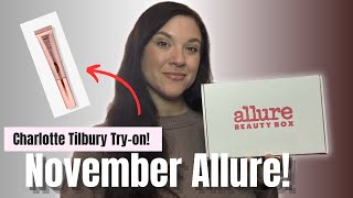 NOVEMBER 2025 ALLURE BEAUTY BOX: Unboxing & Trying on the Charlotte Tilbury Lightwand!