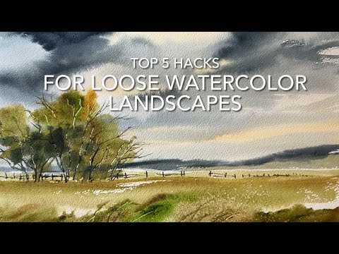5 TOP TIPS BEGINNERS NEED for WATERCOLOR Landscape Painting! Summer Stormy sky, Tips & Techniques