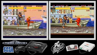 SEGA MD vs PC Engine : STREET FIGHTER II - CHAMPION EDITION (Side by side comparison)