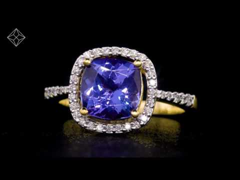 2ct Tanzanite and Diamond Shoulders Asteria Ring in 18K White Gold Version - FT91-VY