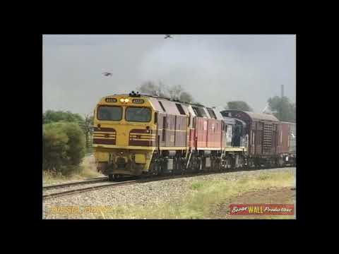 A variety of Australian diesel locomotives working in the Riverina region - January 1997