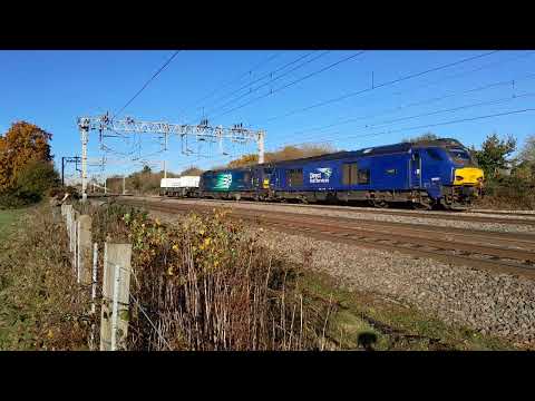 DRS 68007 & 88007 Pass near Acton Bridge with a 2 tone on Sellafield-Crewe Nuclear flasks. 11/11/23.