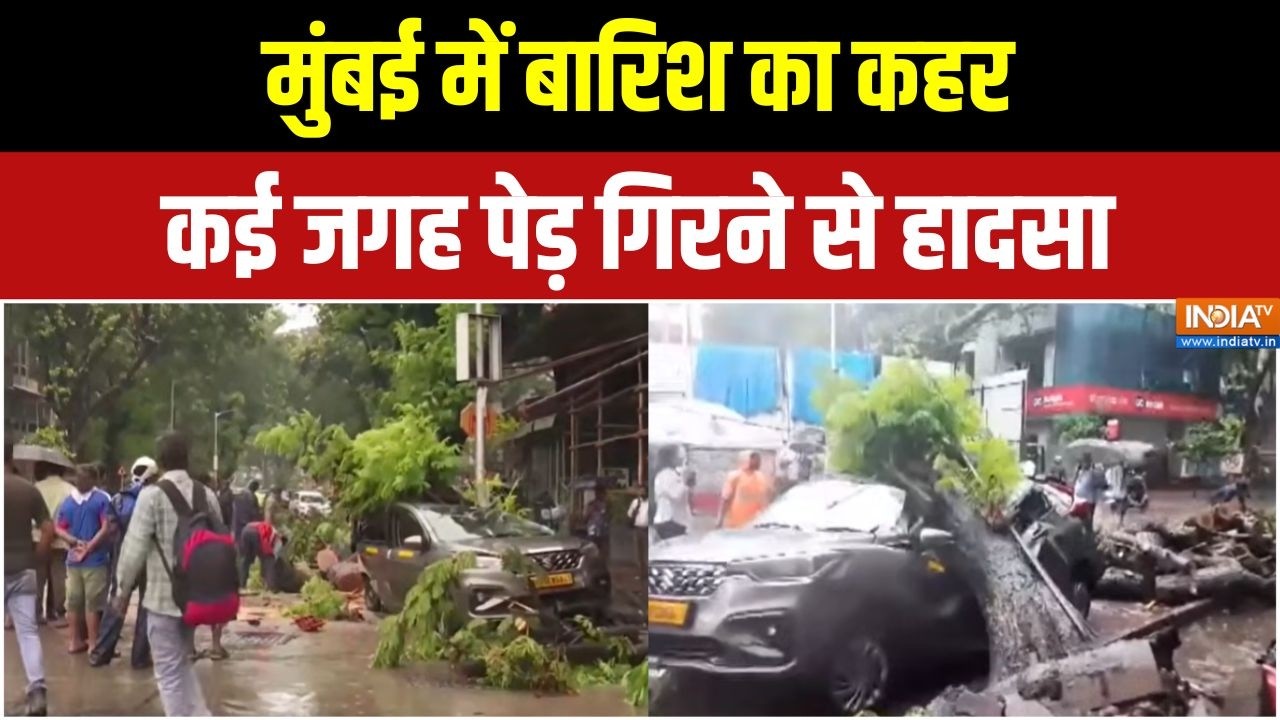 Mumbai Heavy Rain : बारिश के बीच मुंबई में हादसा, कार पर गिरा पेड़ |
