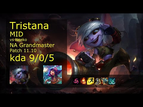 Tristana vs Neeko Mid - NA Grandmaster 9/0/5 Patch 11.10 Gameplay