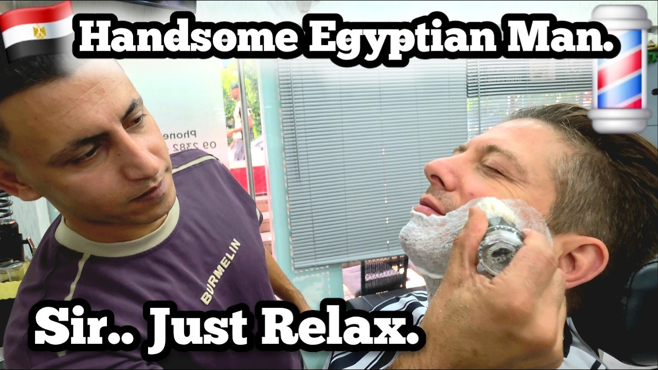 💈The Quest For Handsome Egypt Man 🇪🇬 (Face Shave, Haircut Trim, Eyebrow Trim)