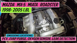 ⫷ Mazda │Miata MX-5 (NB) │ 1999 - 2005 │ Emissions Locations: PCV, EVAP Purge & Canister, O2, MORE ⫸