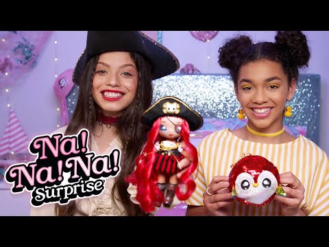 Na! Na! Na! Surprise 2-in-1 Fashion Doll Surfer Krysta Splash & Plush Pom with Confetti Dolphin