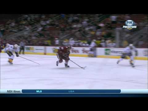 Antoine Vermette wrist shot goal 4-4 Nashville Predators vs Phoenix Coyotes 10/31/13 NHL Hockey.