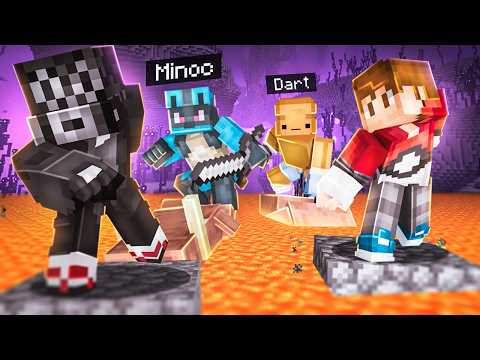 MINECRAFT MANHUNT mais la LAVE monte chaque minute... (ft Minoc, Dart & Omeega)