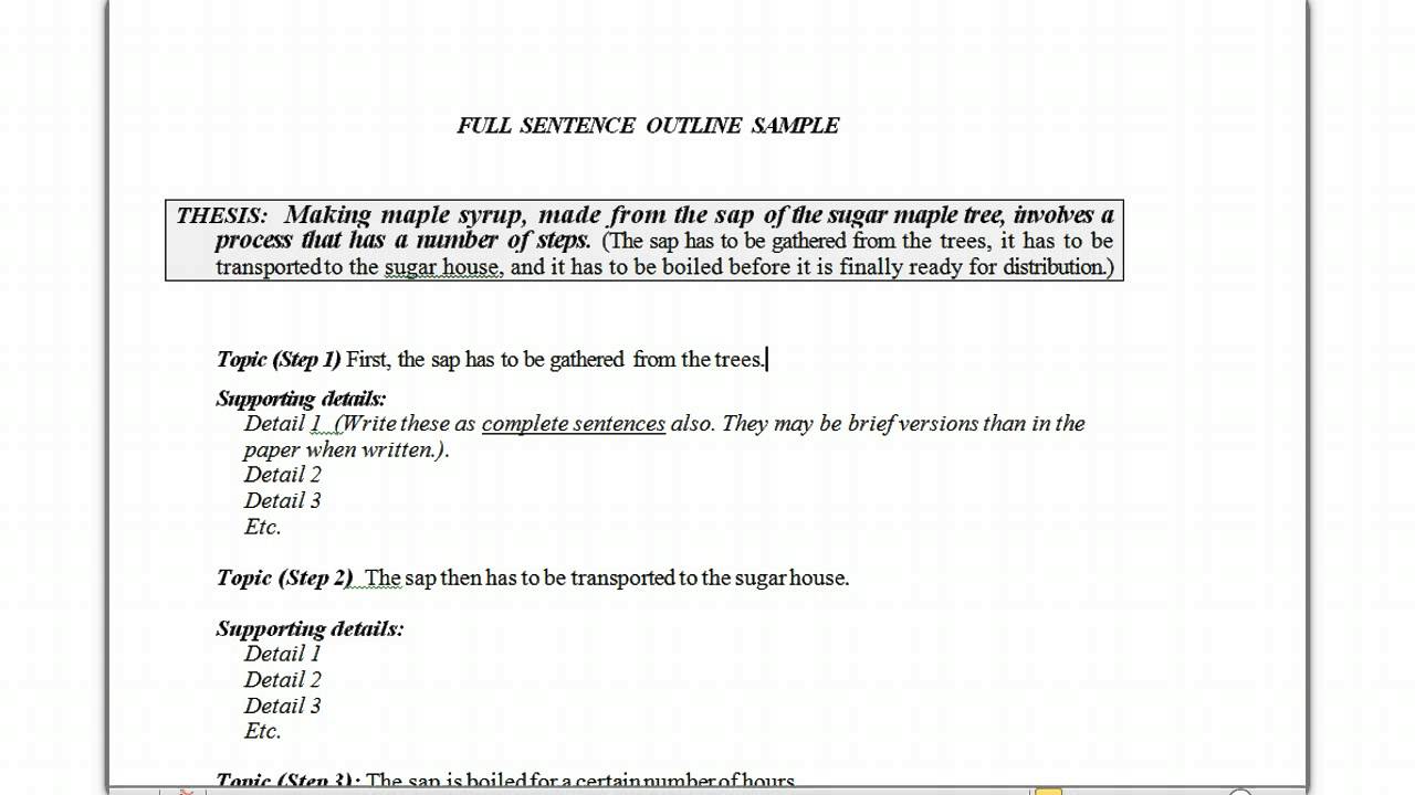 Full sentence outline