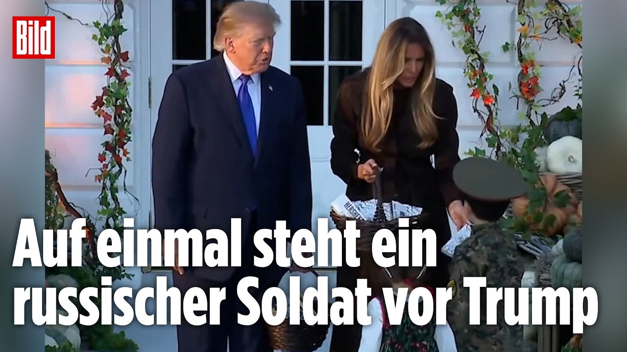 HALLOWEENPARTY IM WEISSEN HAUS: Trump begrüßt Kind in Russen-Uniform