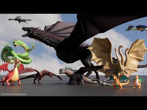 Dragon Size Comparison 3D | 3d Animation Size Comparison