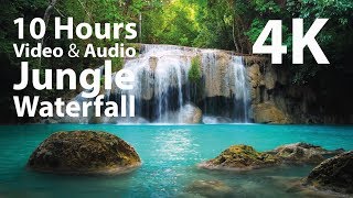 4K UHD 10 hours - Jungle Waterfall - mindfulness a