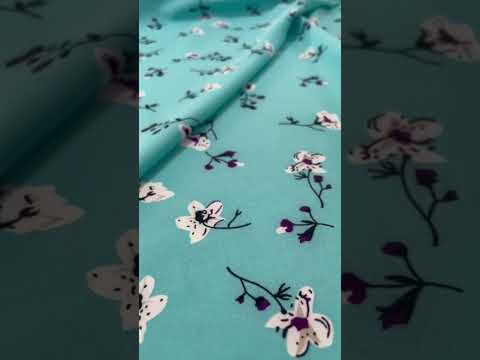Ткань супер-софт бирюзового цвета (Корея) цветы - фото 1 - id-p2108394807