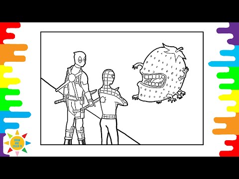 Spider-Man & Deadpool With a Monster Strawberry Coloring|SPIDER-MAN Coloring | Alan Walker - Faded