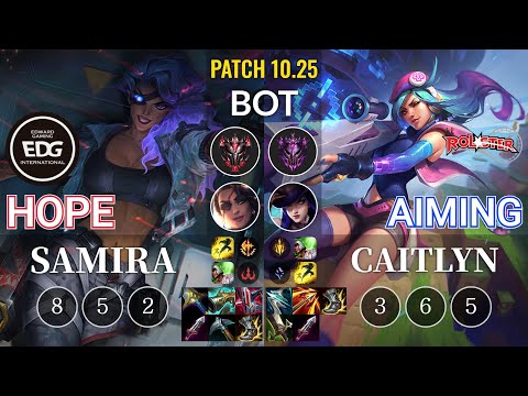EDG Hope Samira vs KT Aiming Caitlyn Bot - KR Patch 10.25