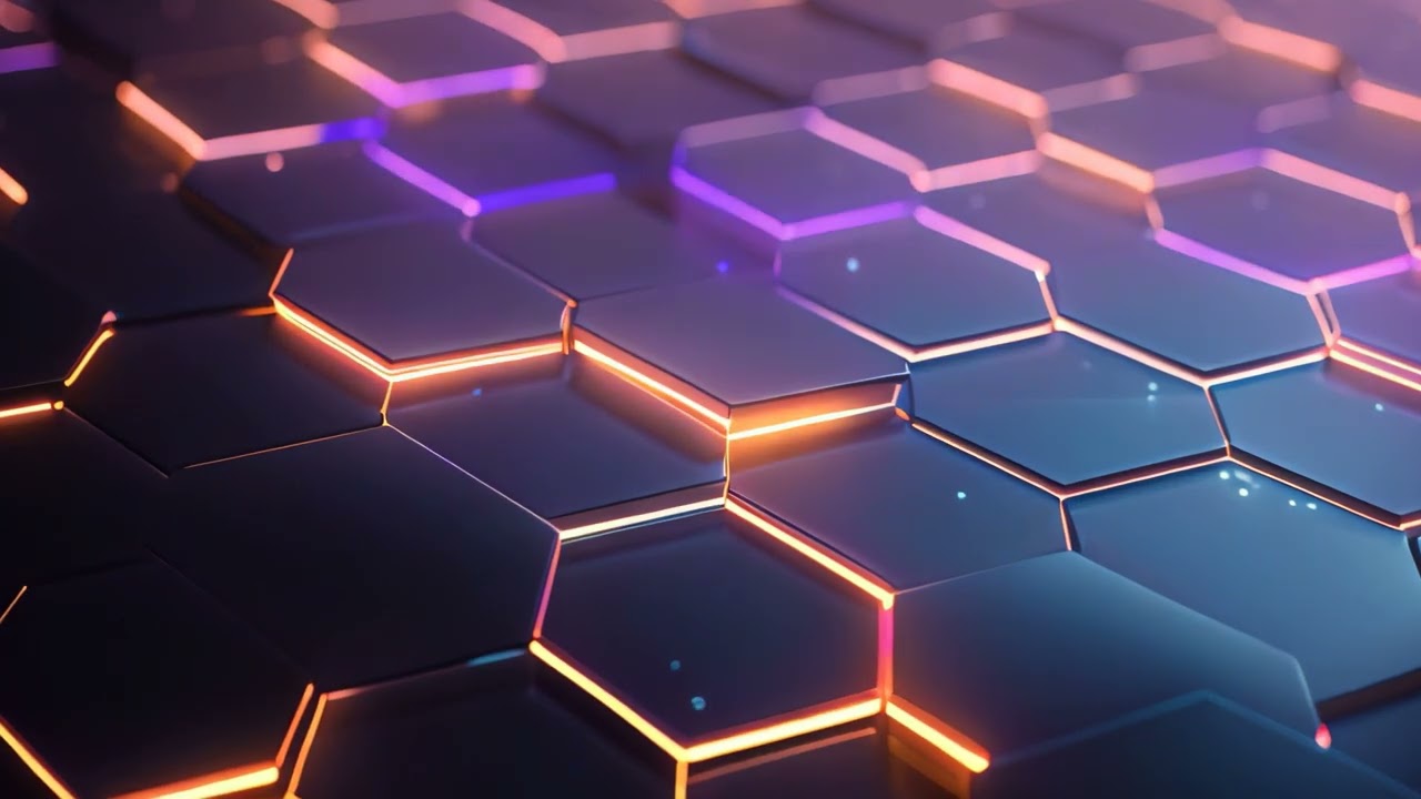 3d rendering of abstract background with hexagons in blue and orange, Abstract hexagon background.