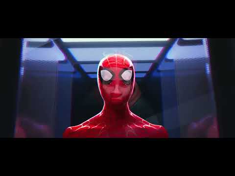 Spider-Man: Into the Spider-Verse main theatrical trailer artwork with Miles Morales falling through the city