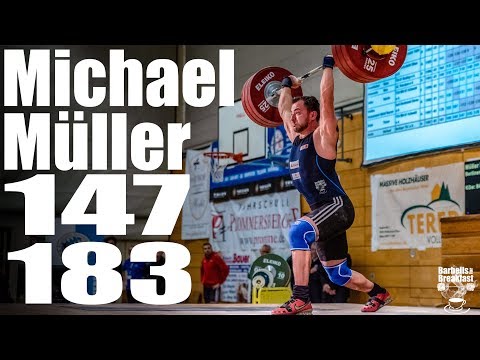 Michael Müller (85kg) 147kg Snatch 183kg Clean and Jerk - 2018 German Champion