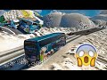 Deadly journey 😱 Crazy Bus Driving At Deadliest Roads & Snow Storm In US