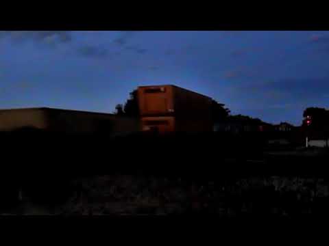 2 CSX Container Trains Meet At Night