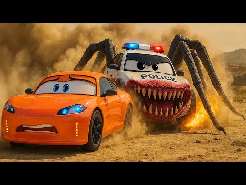 Lightning McQueen POLICE SPIDER LEGS Catching Zack the Race Car | Wheelcity Animation