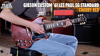 Video thumbnail for No Talking...Just Tones | Gibson Custom '61 Les Paul SG Standard Reissue Stop-Bar VOS Cherry Red by Peach Guitars