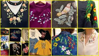 Hand embroidery designs for dresses/ floral embroidery / embroidery ideas #embroidered #handbroidery