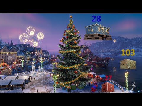 Opening 28x Santa's Mega, 103x Santa's Gift and 27x Super CONTAINERS - World Of Warships