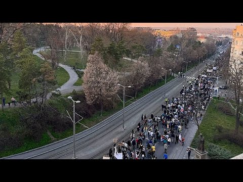 Students across Serbia march to Belgrade for March 15 rally