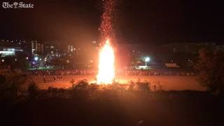 University of South Carolina fans burn a Clemson Tiger