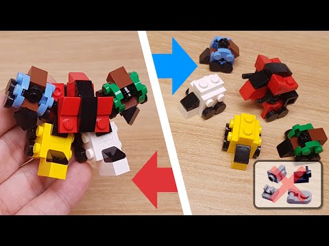 Micro LEGO brick 5 battle cars transformer combiner mech -  Titan V mini! #LEGO #レゴ #レゴロボ #レゴ変形ロボ