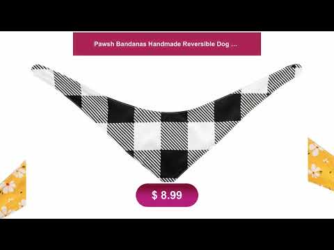 Pawsh Bandanas Handmade Reversible Dog Bandana- Yellow Jasmine and Back and White Buffalo Plaid