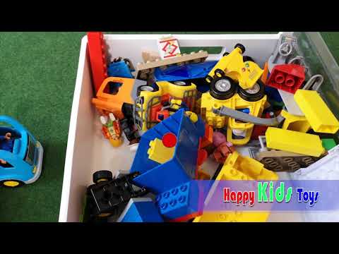 Lego Bulldozer, Concrete Mixer, Dump Truck, Mobile Crane , Tractor, Excavator Toy Vehicles for Kids Video