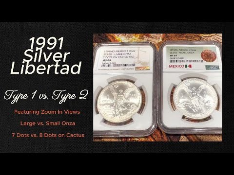 1991 Silver Libertad Type 1 vs. Type 2